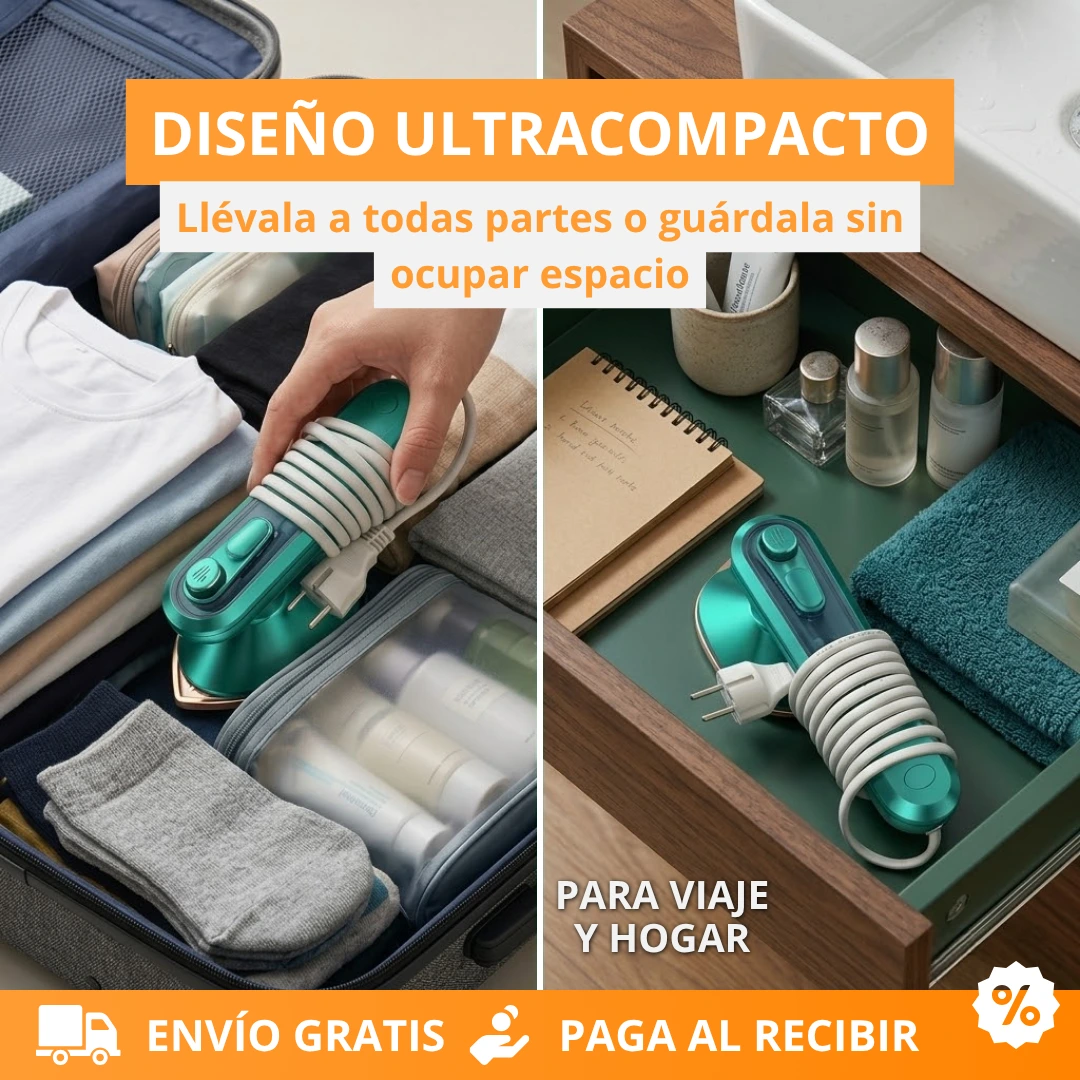 Plancha a vapor compacta para viaje y hogar